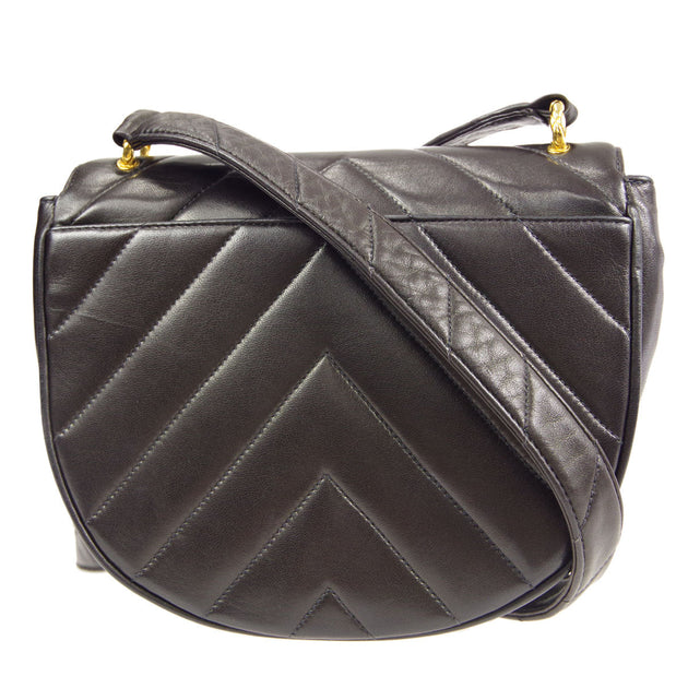 Chanel 1991-1994 Black Lambskin Chevron Shoulder Bag – AMORE