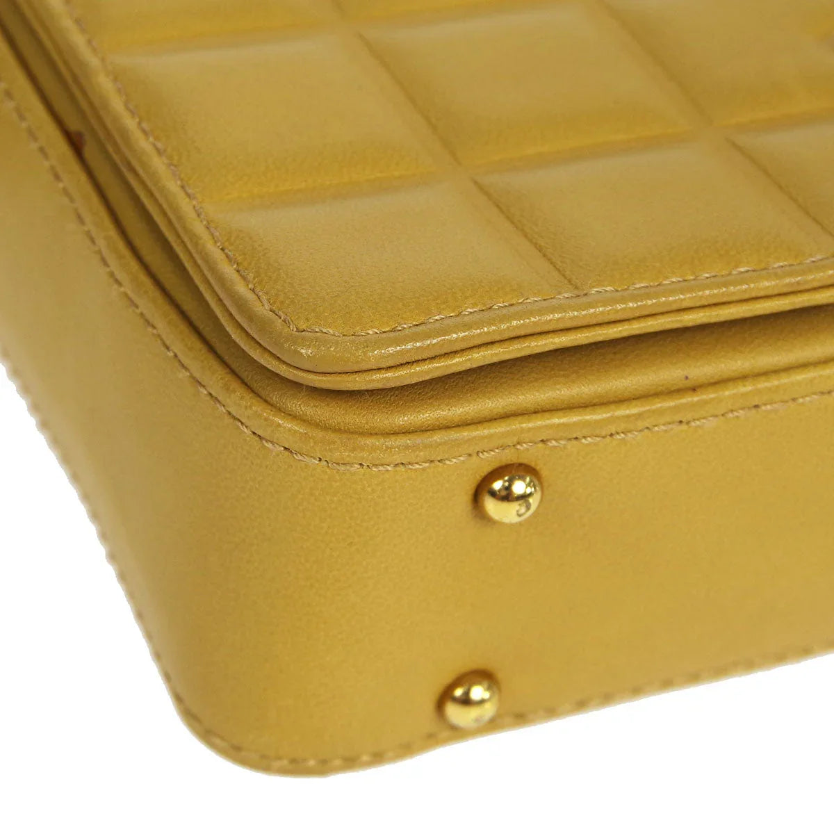 Chanel 2003-2004 Beige Lambskin Choco Bar Shoulder Bag