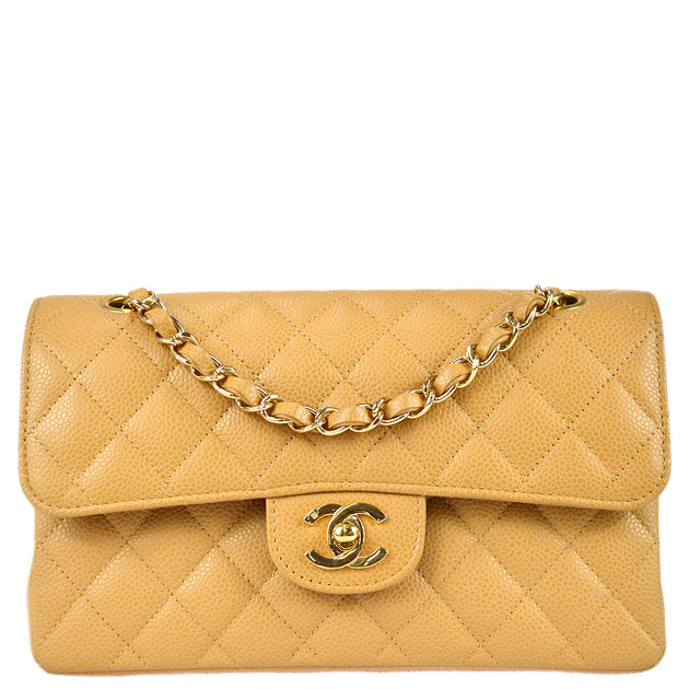 Chanel classic flap online small beige