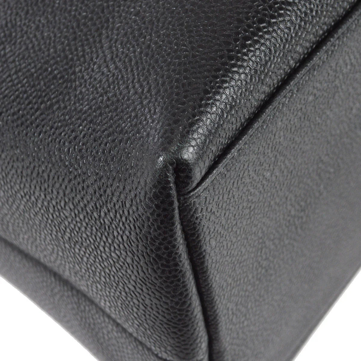 Chanel 1994-1996 Black Caviar Chain Shoulder Tote Bag