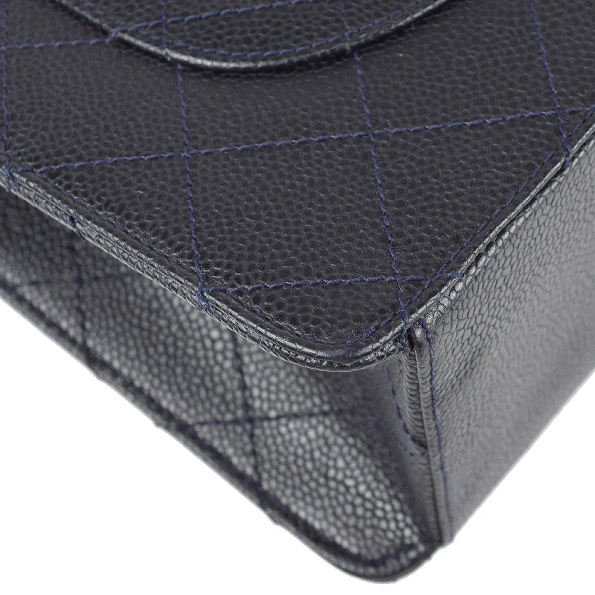 Chanel 1997-1999 Navy Caviar Classic Flap Chain Shoulder Bag