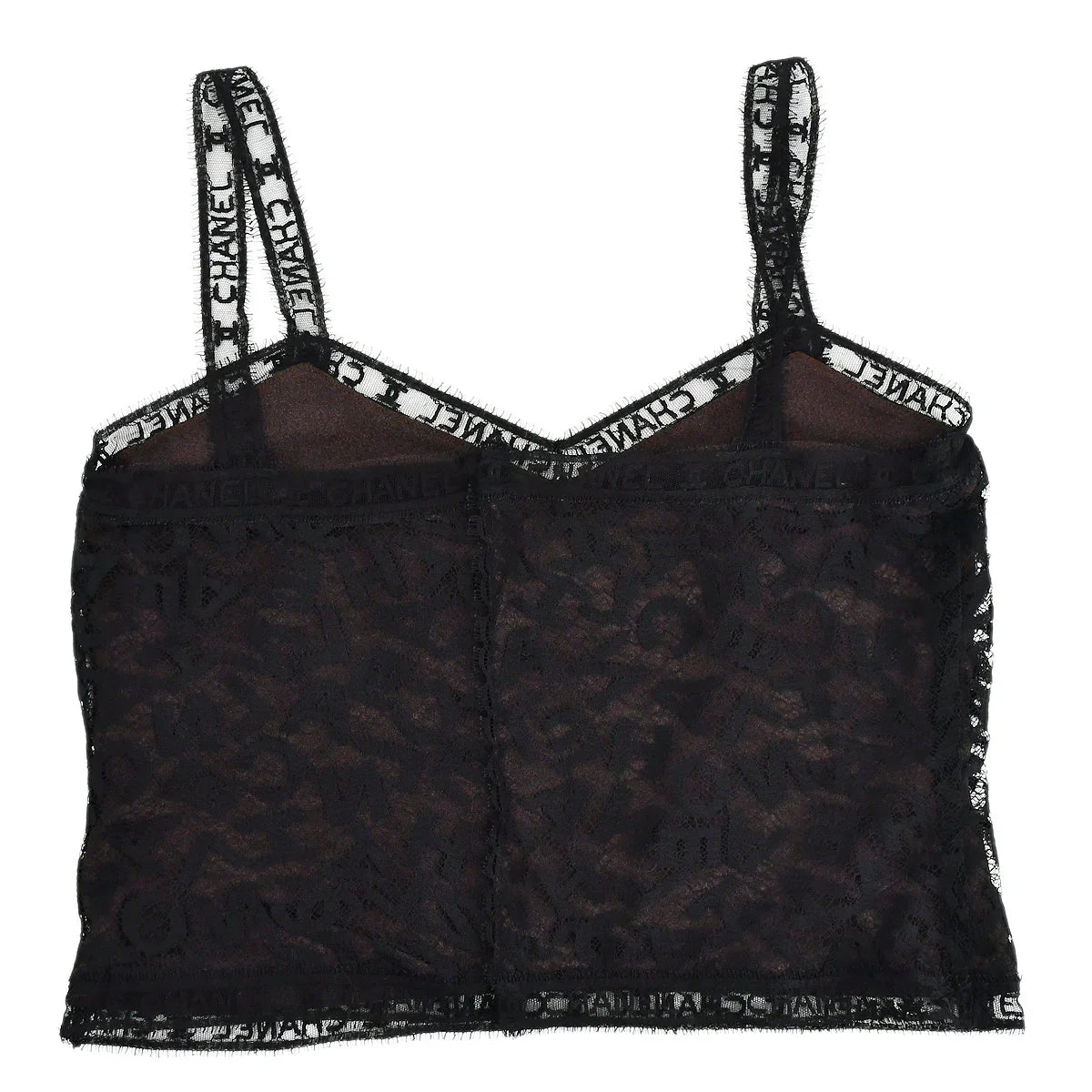 Chanel Lace Top Skirt Set Black Brown 98A #42