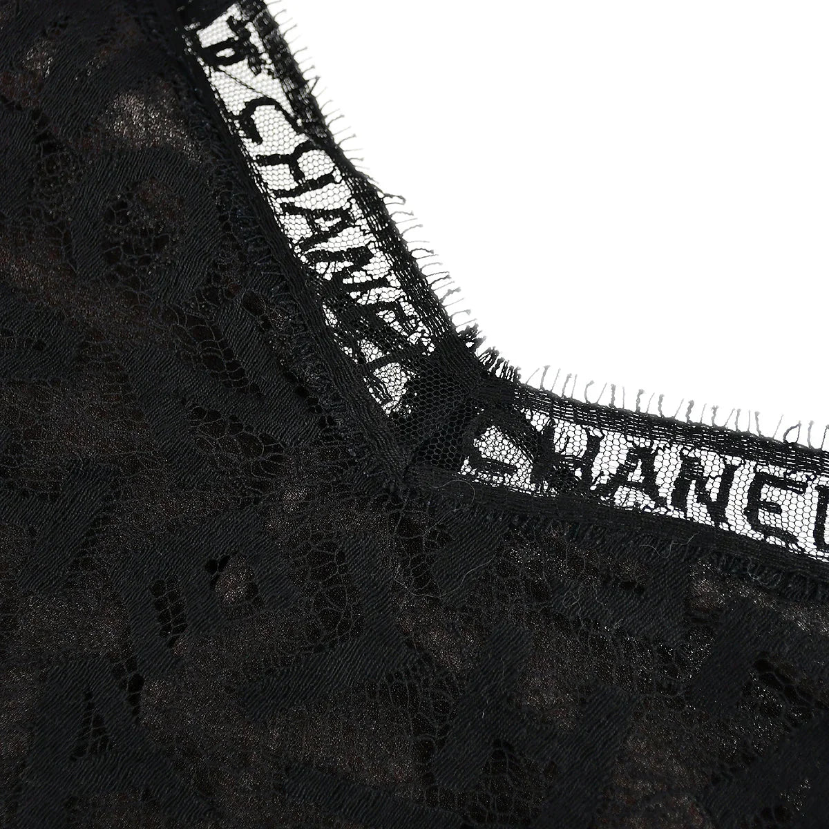 Chanel Lace Top Skirt Set Black Brown 98A #42