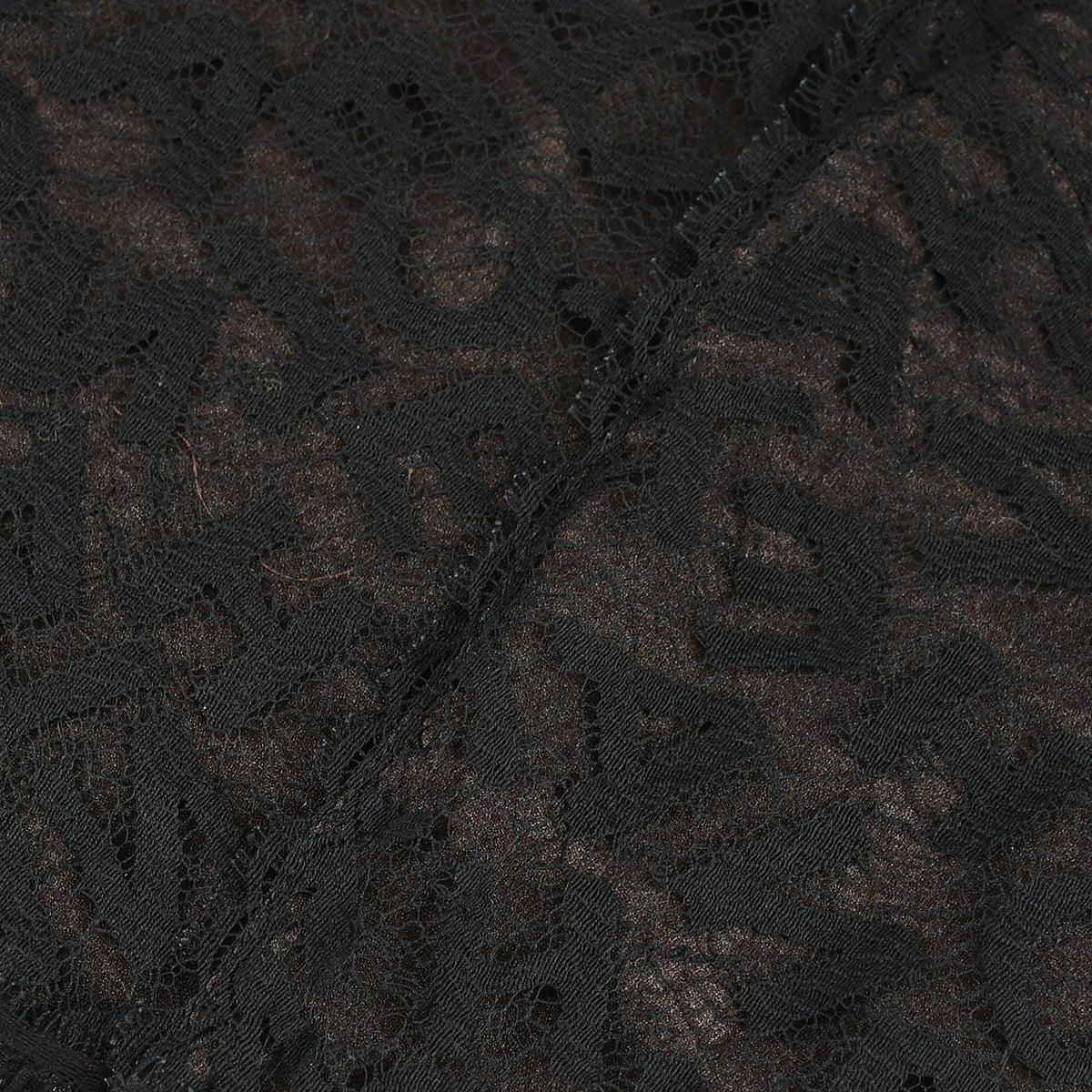 Chanel Lace Top Skirt Set Black Brown 98A #42