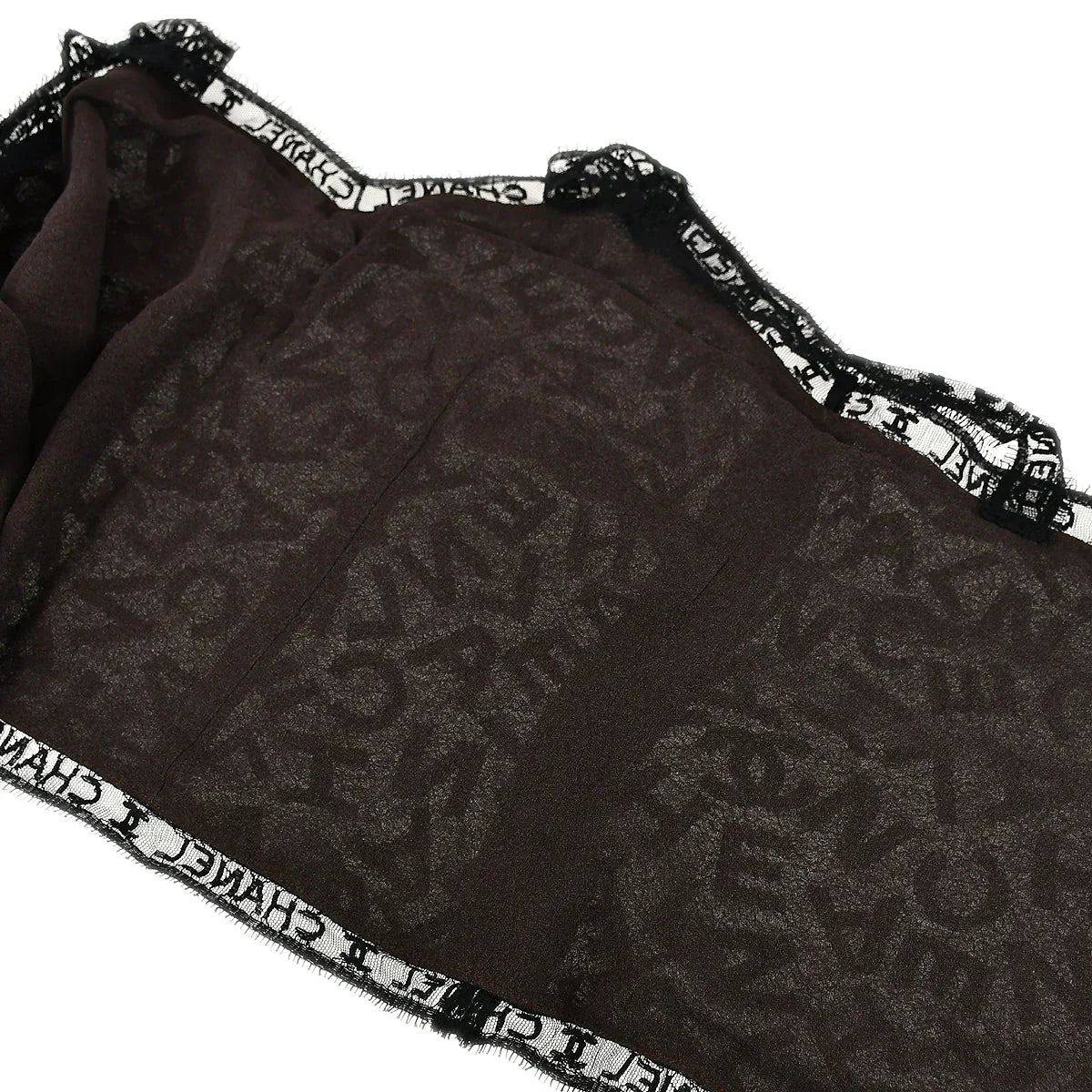 Chanel Lace Top Skirt Set Black Brown 98A #42