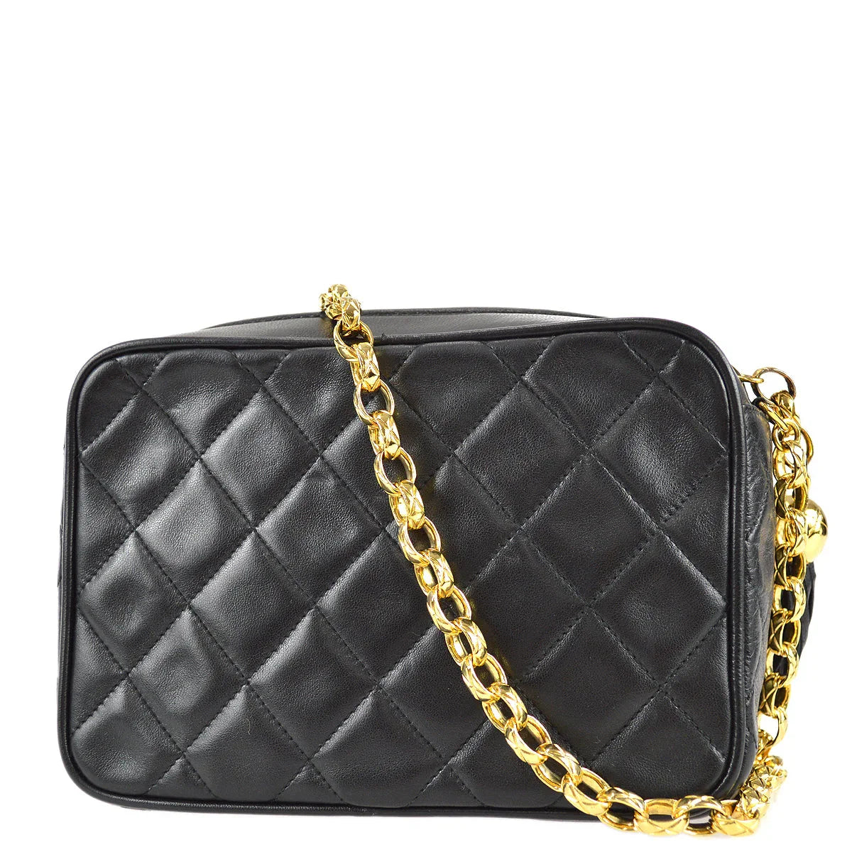 Chanel 1991-1994 Black Lambskin Mini Pocket Camera Bag
