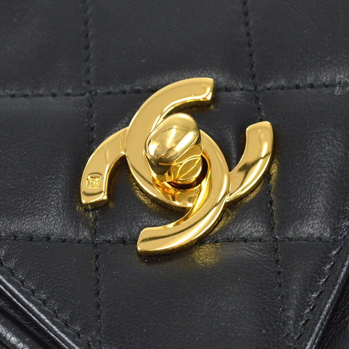 Chanel 1991-1994 Black Lambskin Mini Pocket Camera Bag