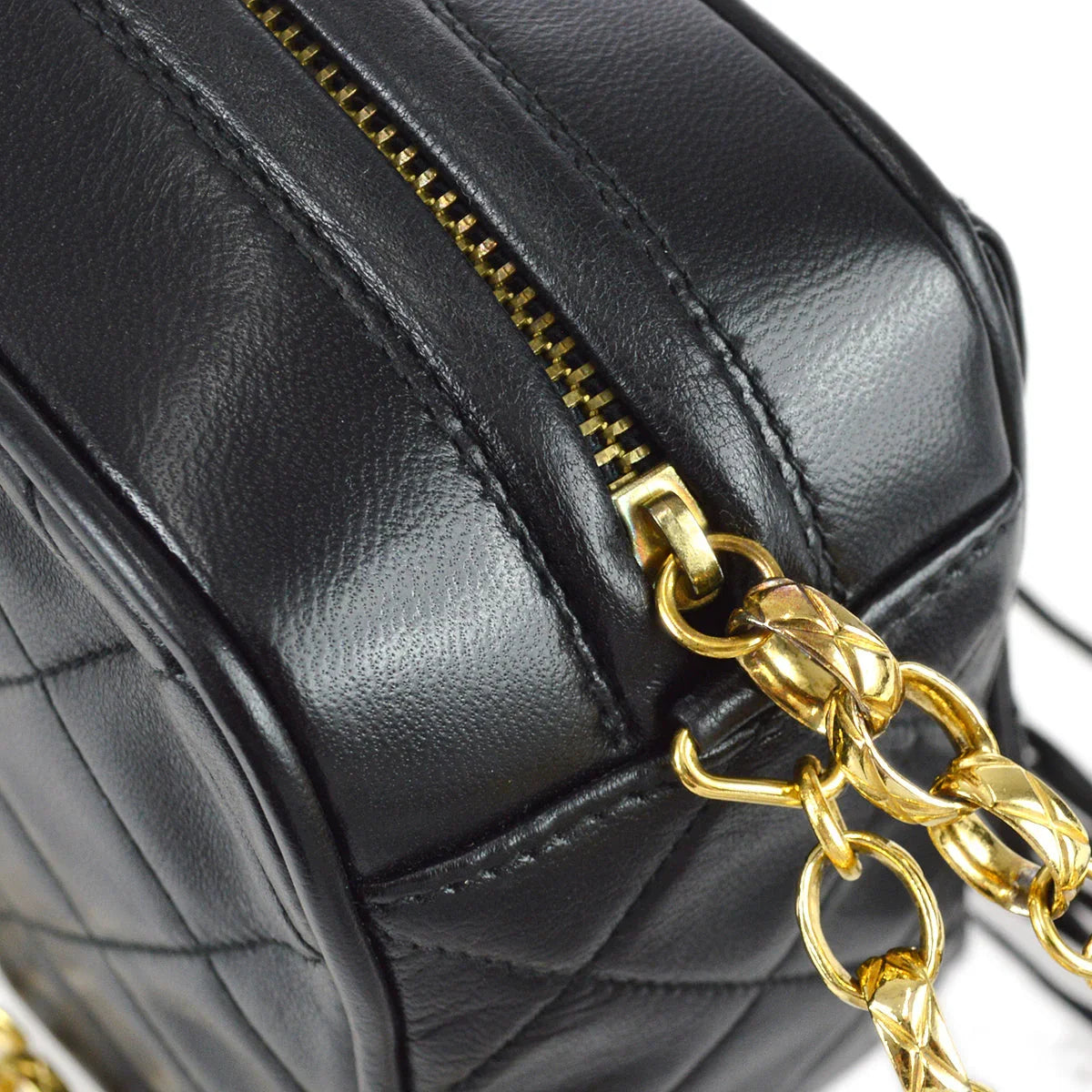 Chanel 1991-1994 Black Lambskin Mini Pocket Camera Bag