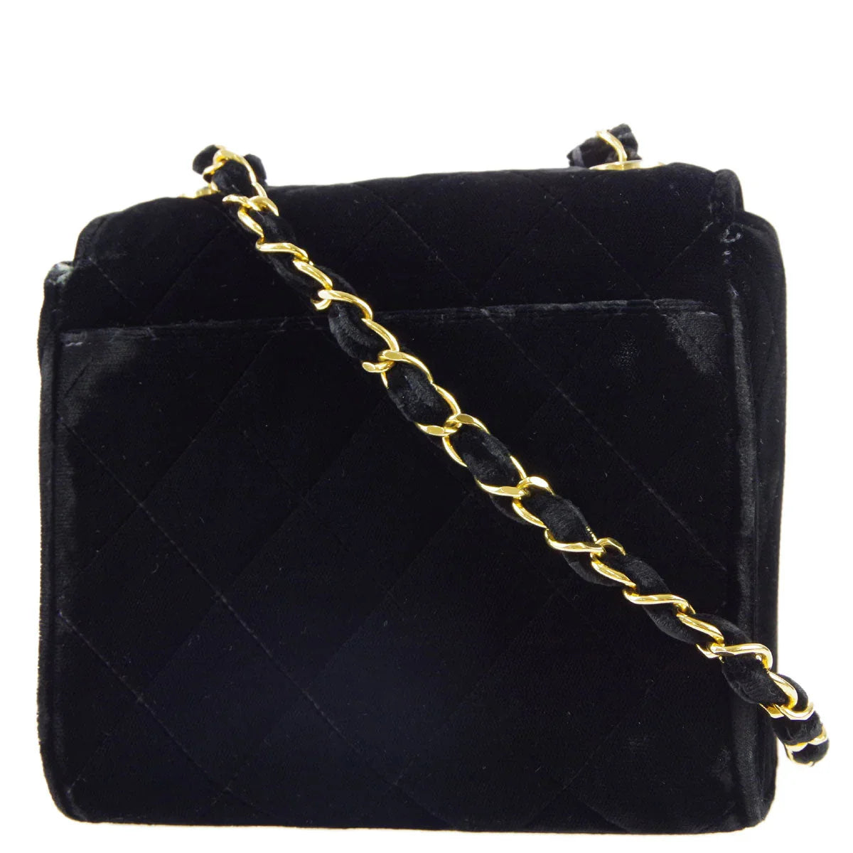 Chanel * 1991-1994 Black Velvet Straight Flap Shoulder Bag