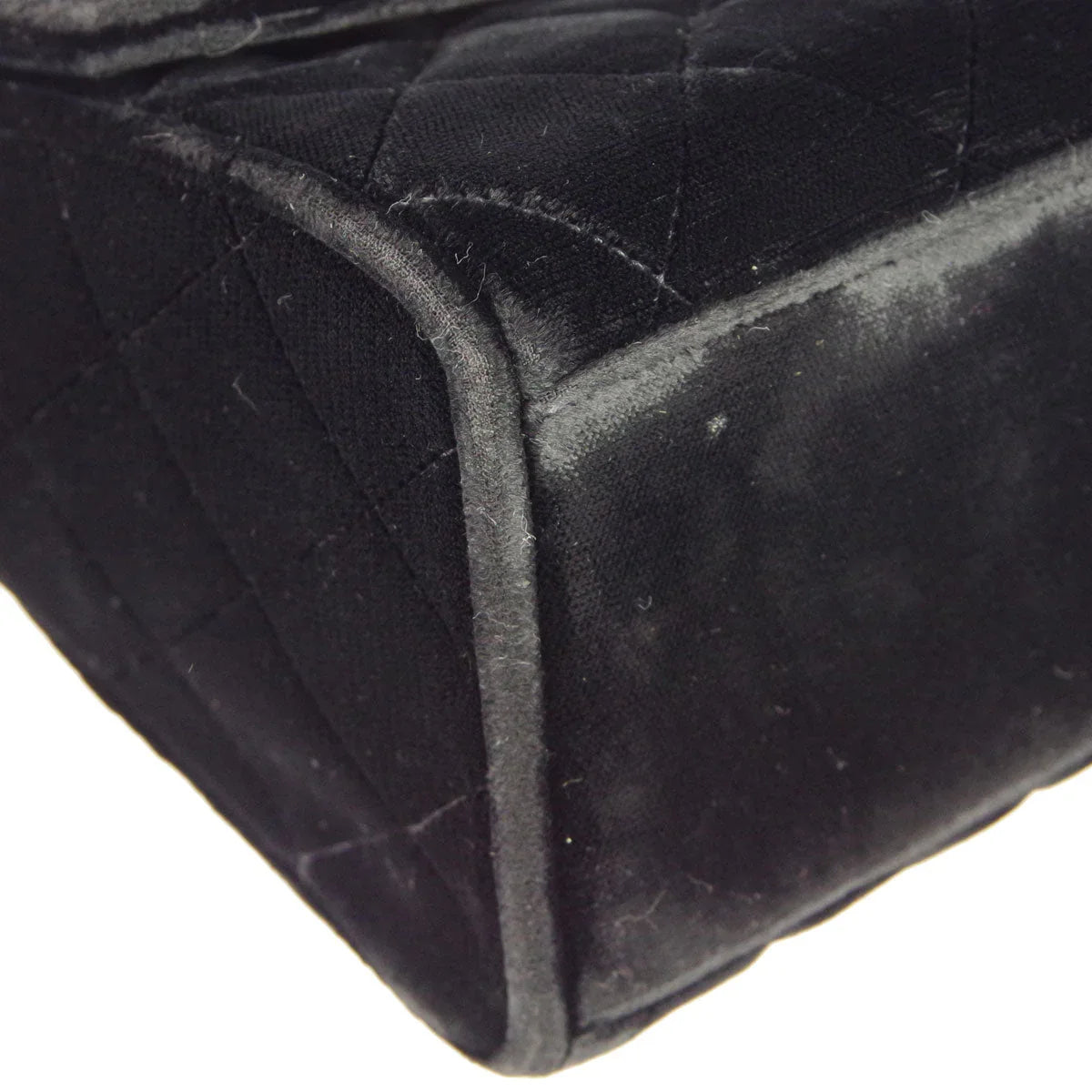 Chanel * 1991-1994 Black Velvet Straight Flap Shoulder Bag