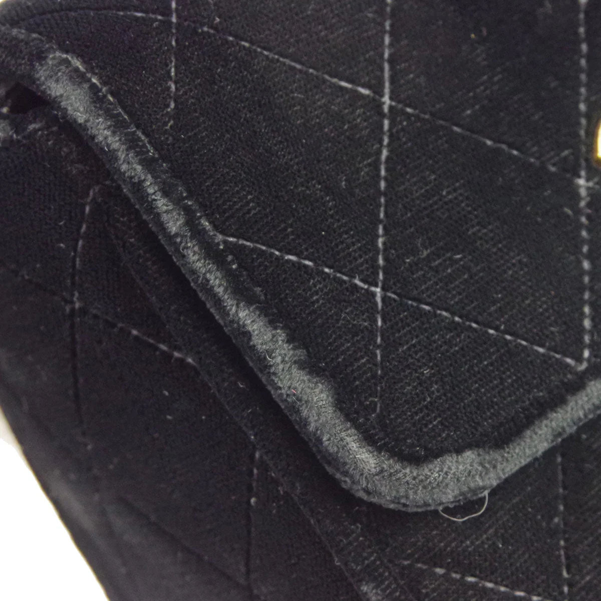 Chanel * 1991-1994 Black Velvet Straight Flap Shoulder Bag