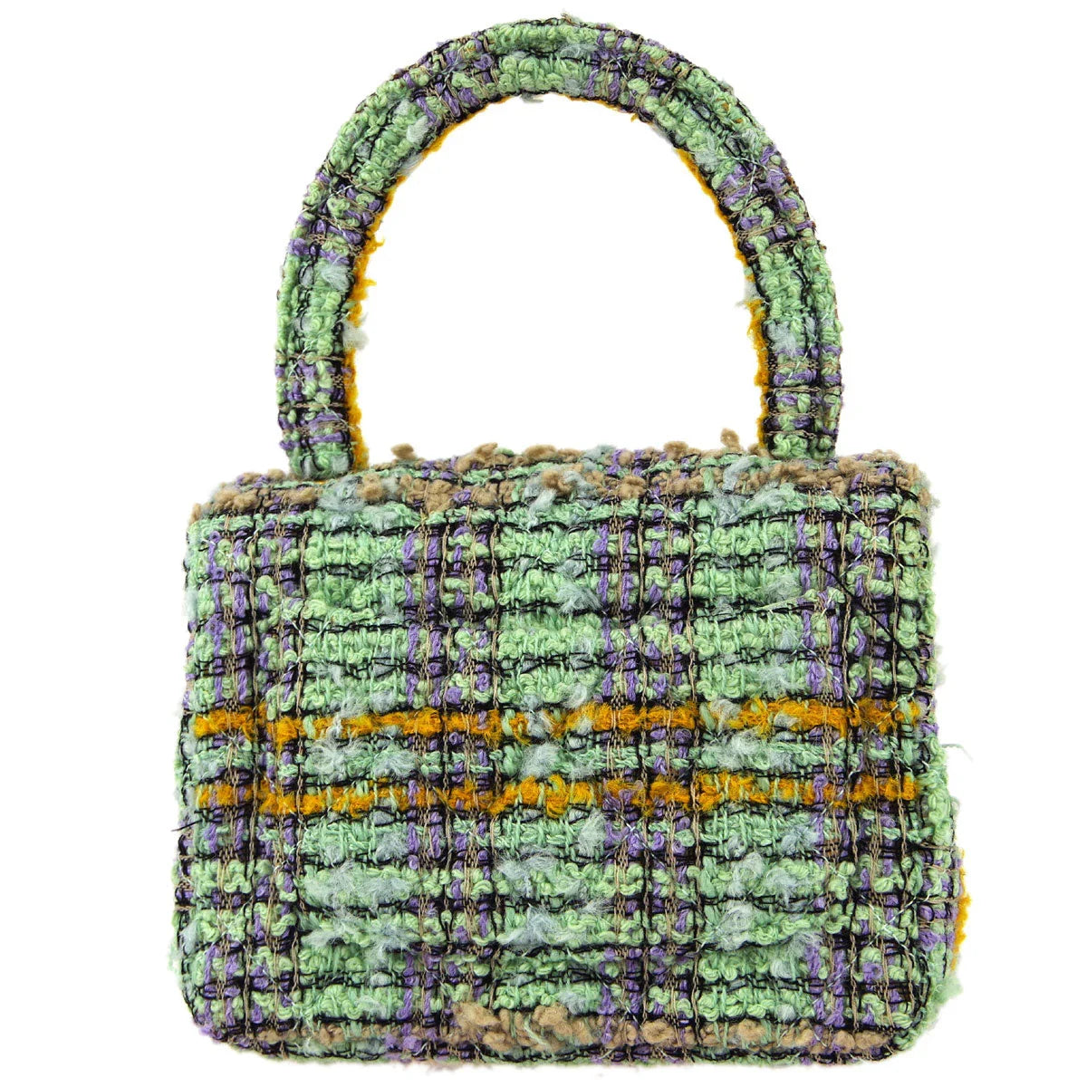 Chanel * 1994 Green Tweed Micro Classic Flap Handbag