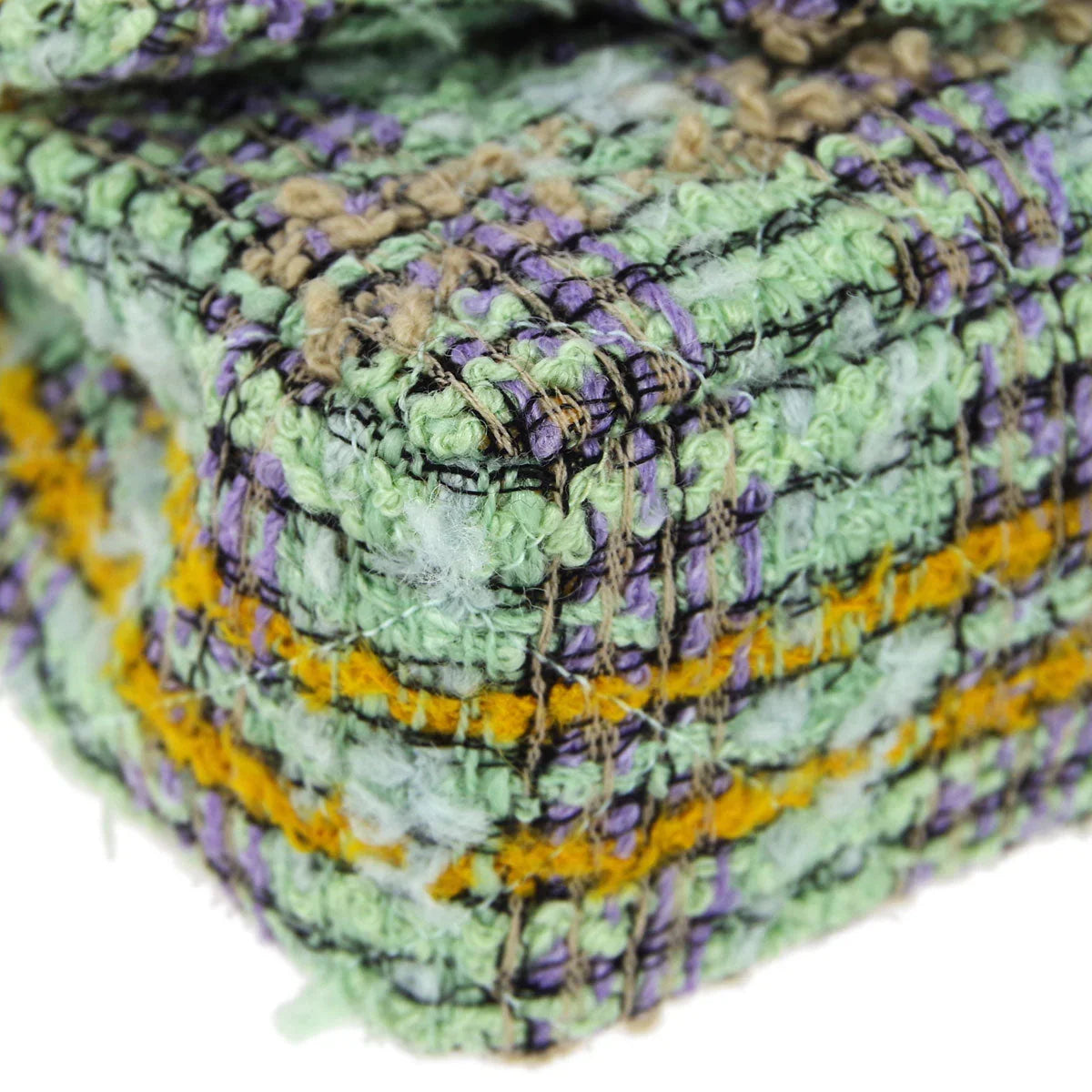 Chanel * 1994 Green Tweed Micro Classic Flap Handbag