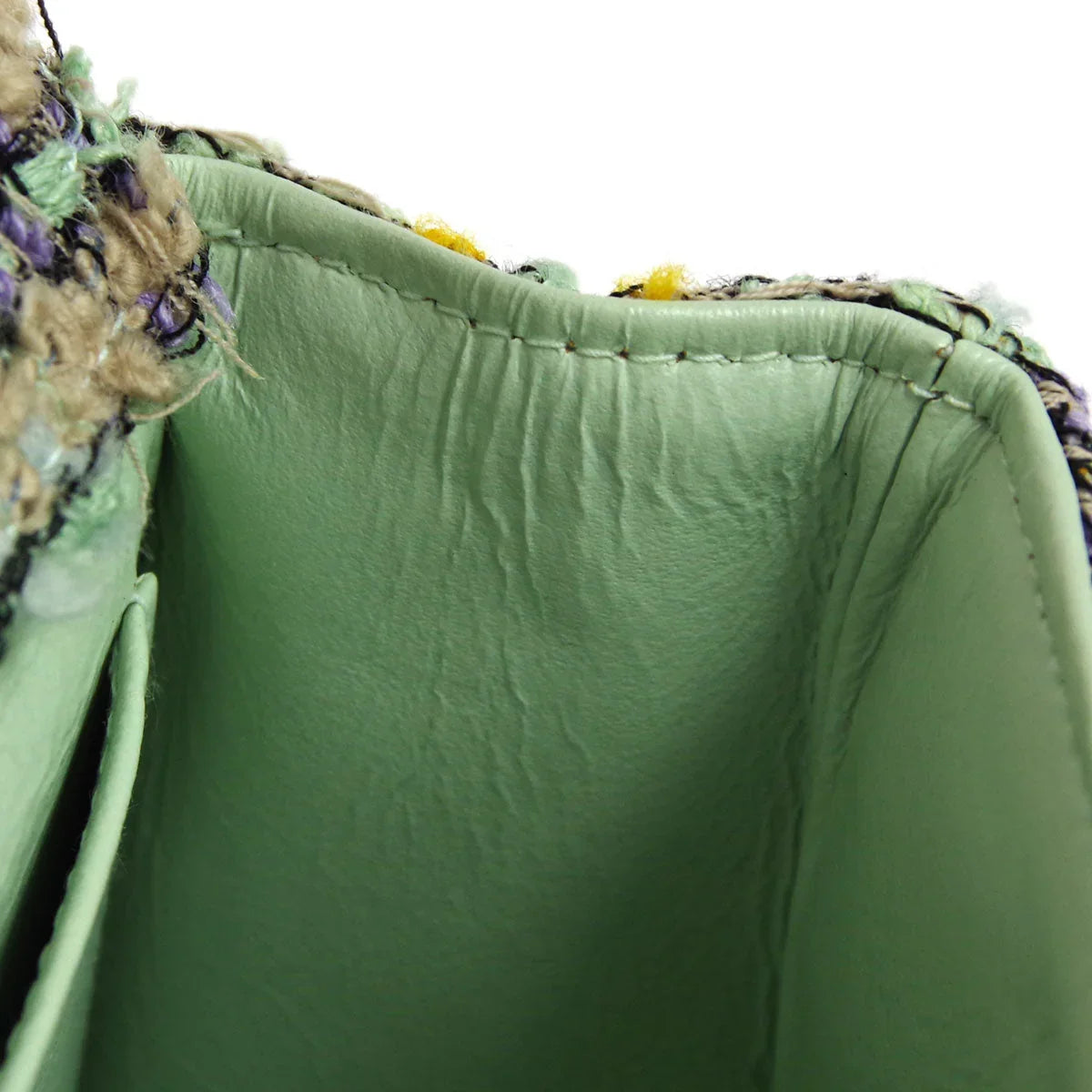 Chanel * 1994 Green Tweed Micro Classic Flap Handbag