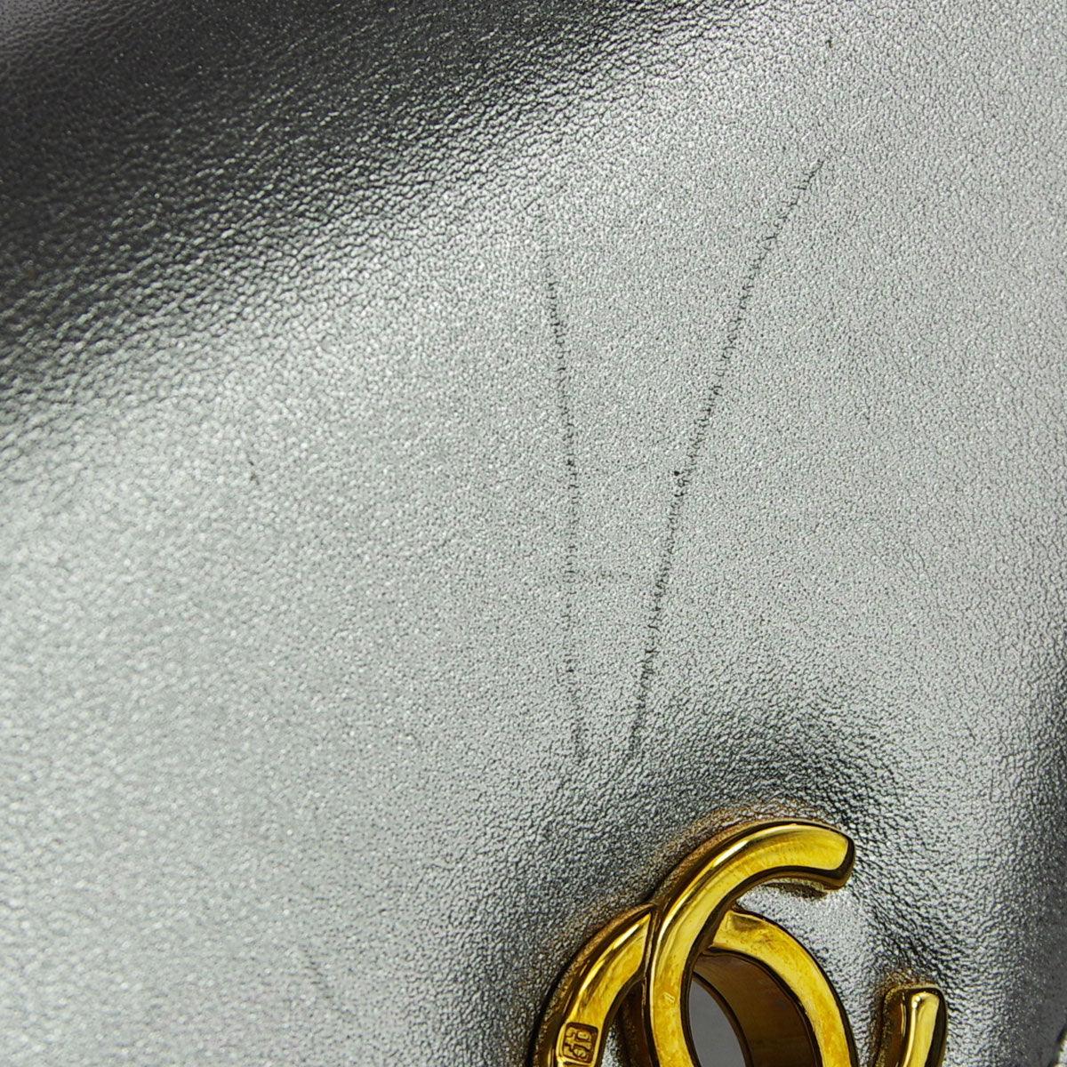Chanel * 1996-1997 Silver Lambskin Top Handle Bag