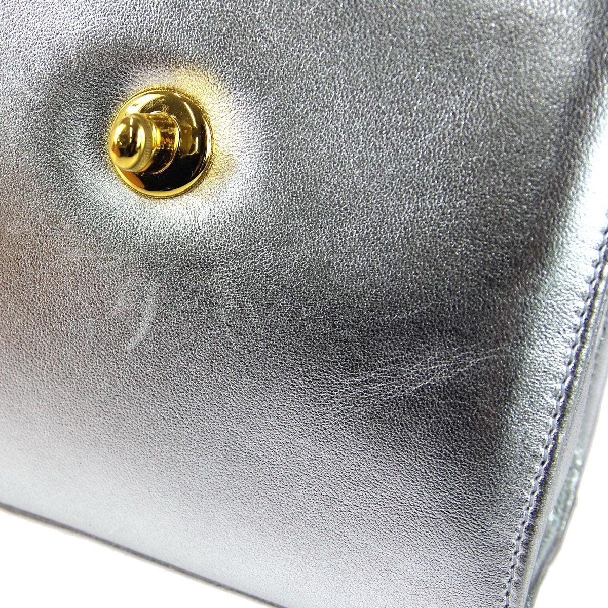 Chanel * 1996-1997 Silver Lambskin Top Handle Bag