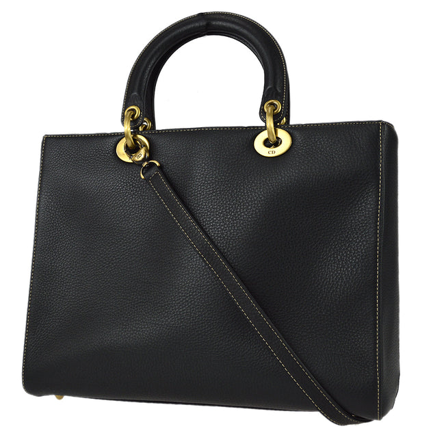 Dior 'Diorissimo' Large Leather Two Handle Black Bag