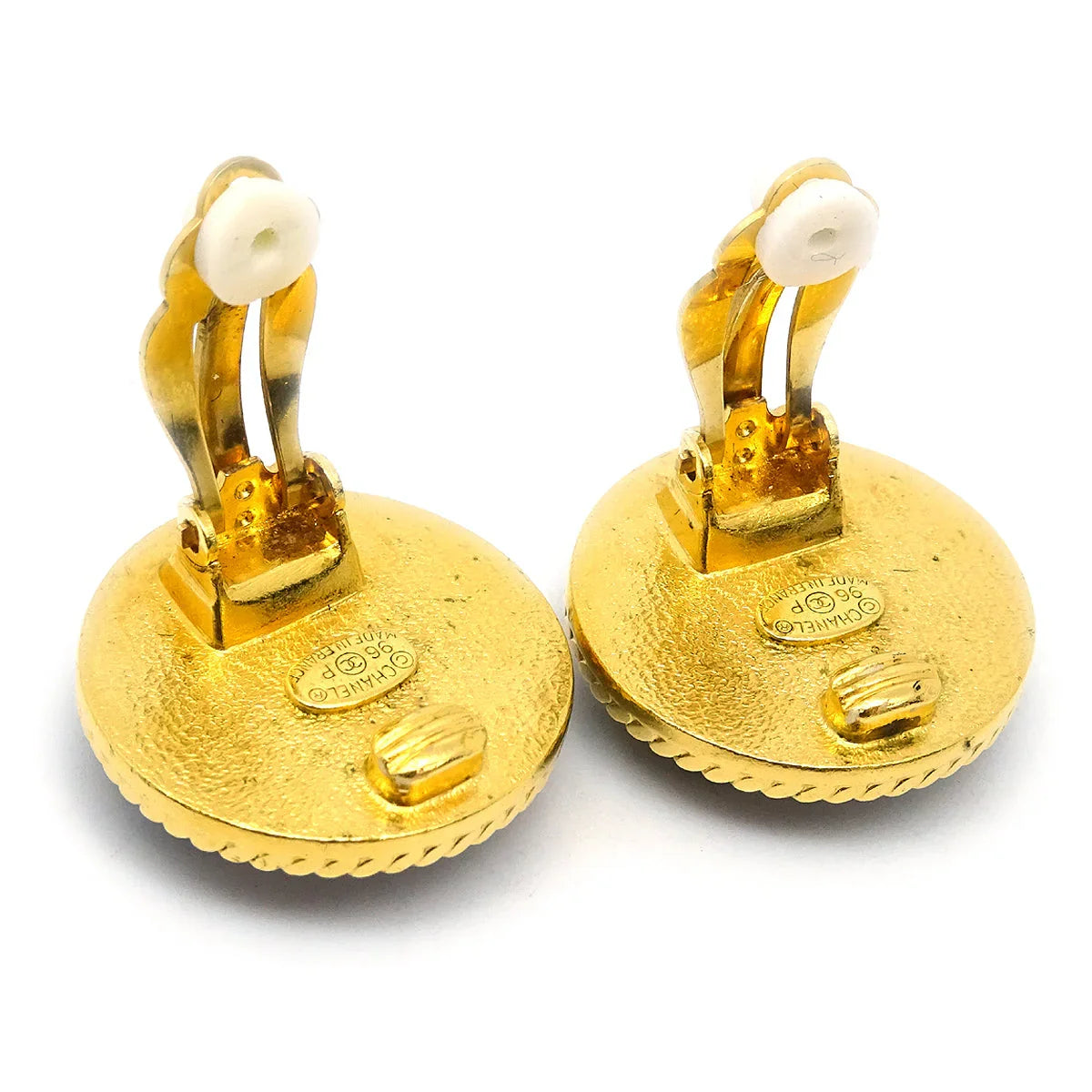 Chanel 1996 Mother of Pearl Rope Edge Earrings