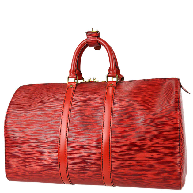 Louis Vuitton Red Epi Keepall 45 Duffle Handbag M42977 – AMORE
