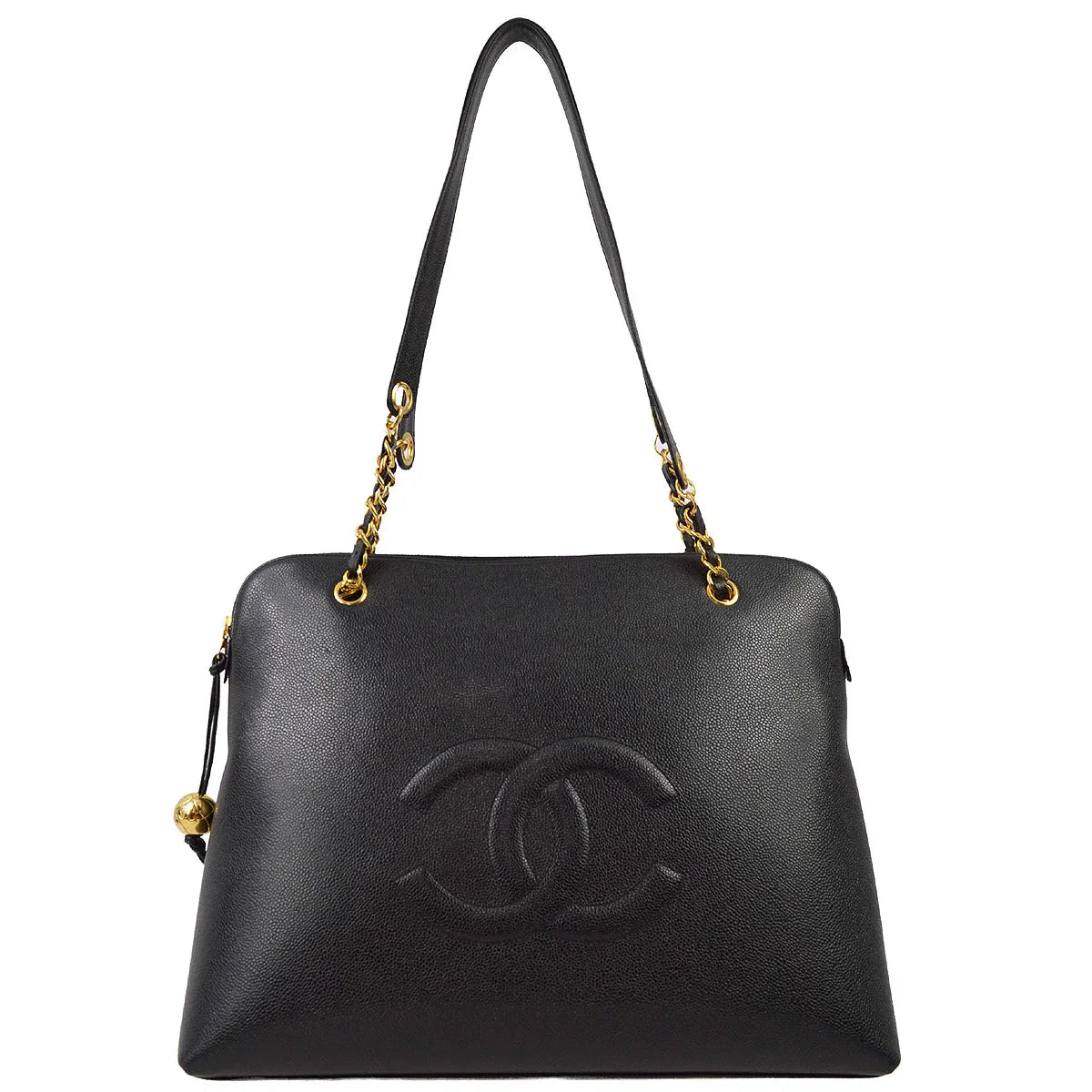 Chanel 1994-1996 Black Caviar Timeless Zipper Top Tote 41