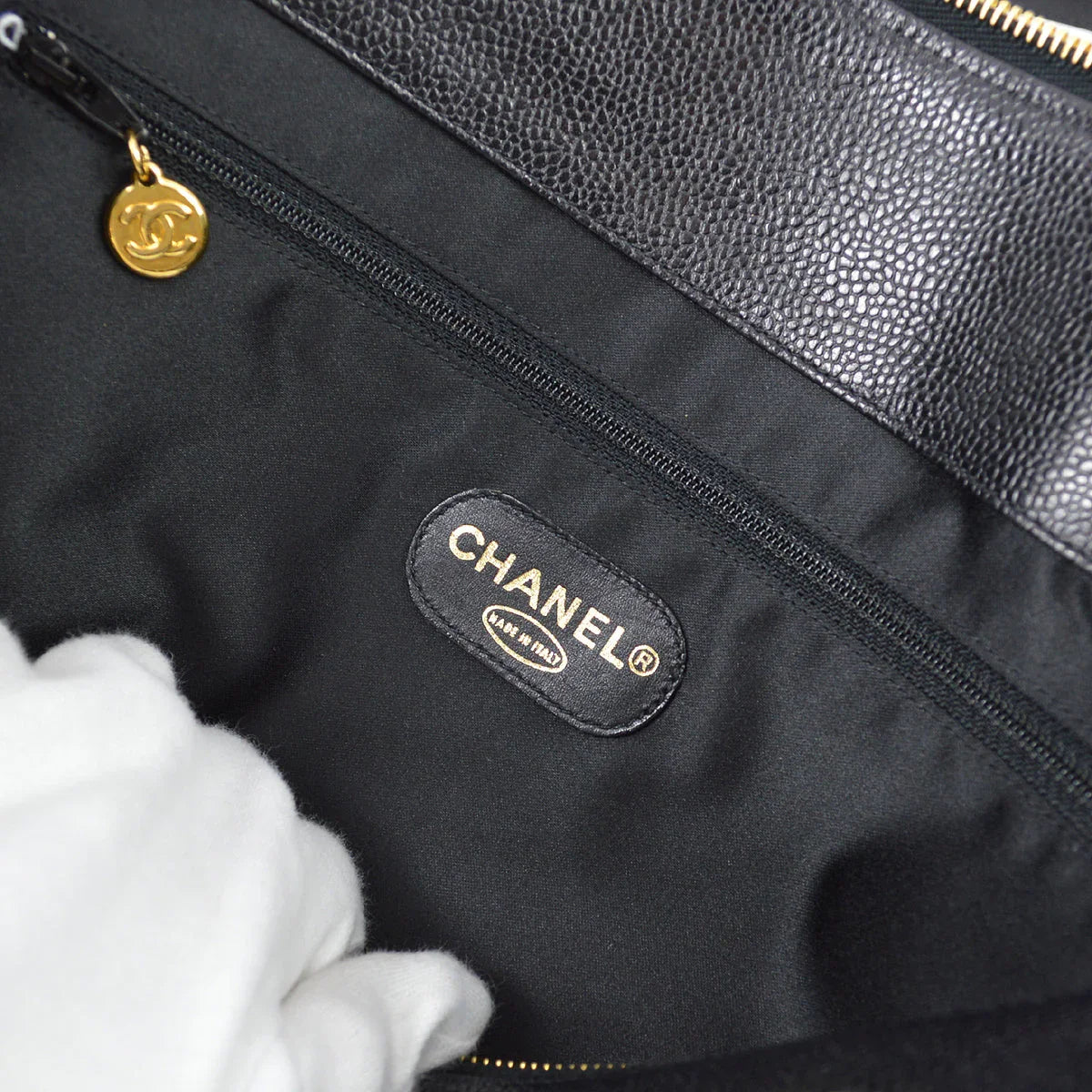 Chanel 1994-1996 Black Caviar Timeless Zipper Top Tote 41