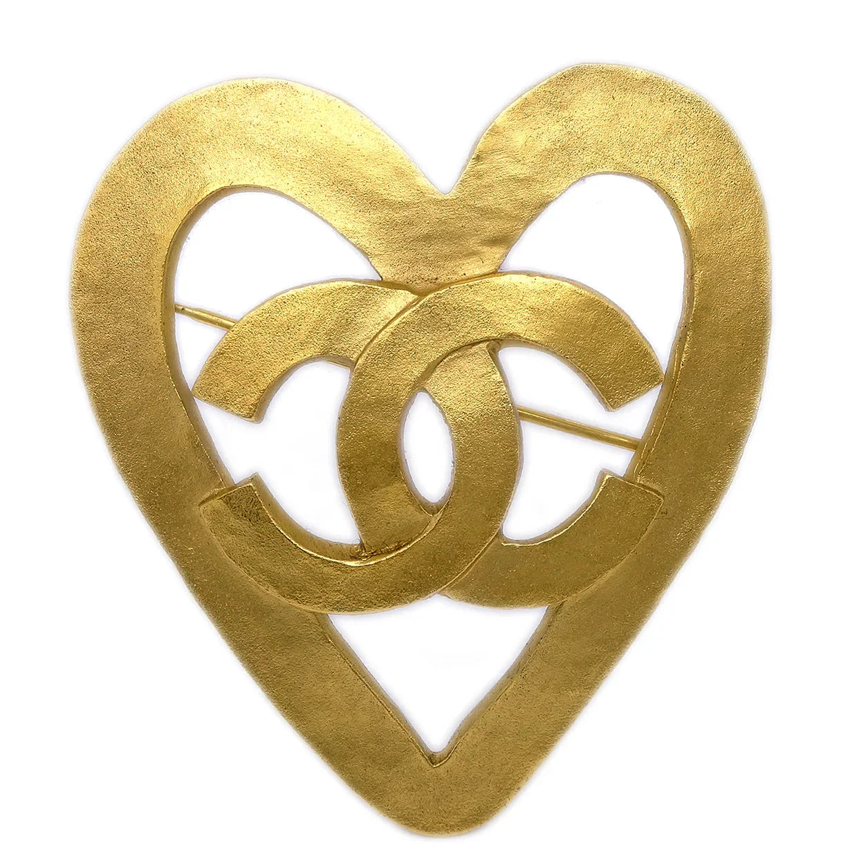 Chanel Heart Brooch Gold 95P