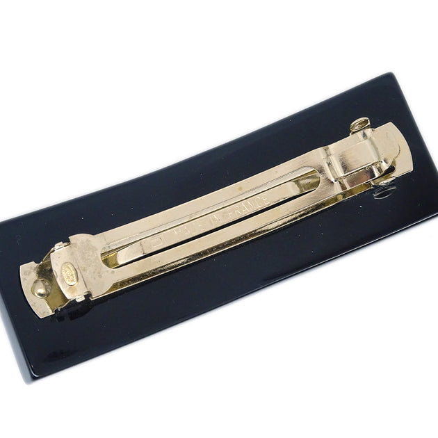 Chanel Hair Clip Hairpin Barrette Black 07P AMORE Vintage Tokyo