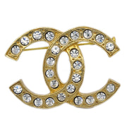 Chanel Rhinestone Brooch Pin Gold