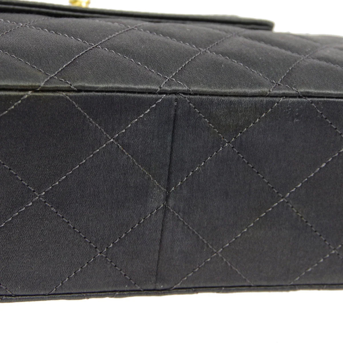 Chanel * 1989-1991 Gray Satin Border Flap Bag & Pouch Set