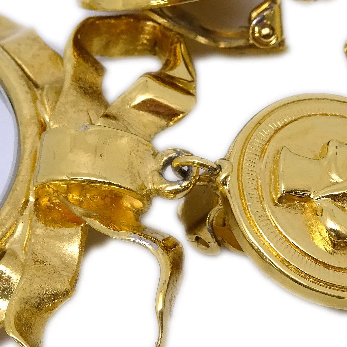 Chanel Mirror Earrings Clip-On Gold