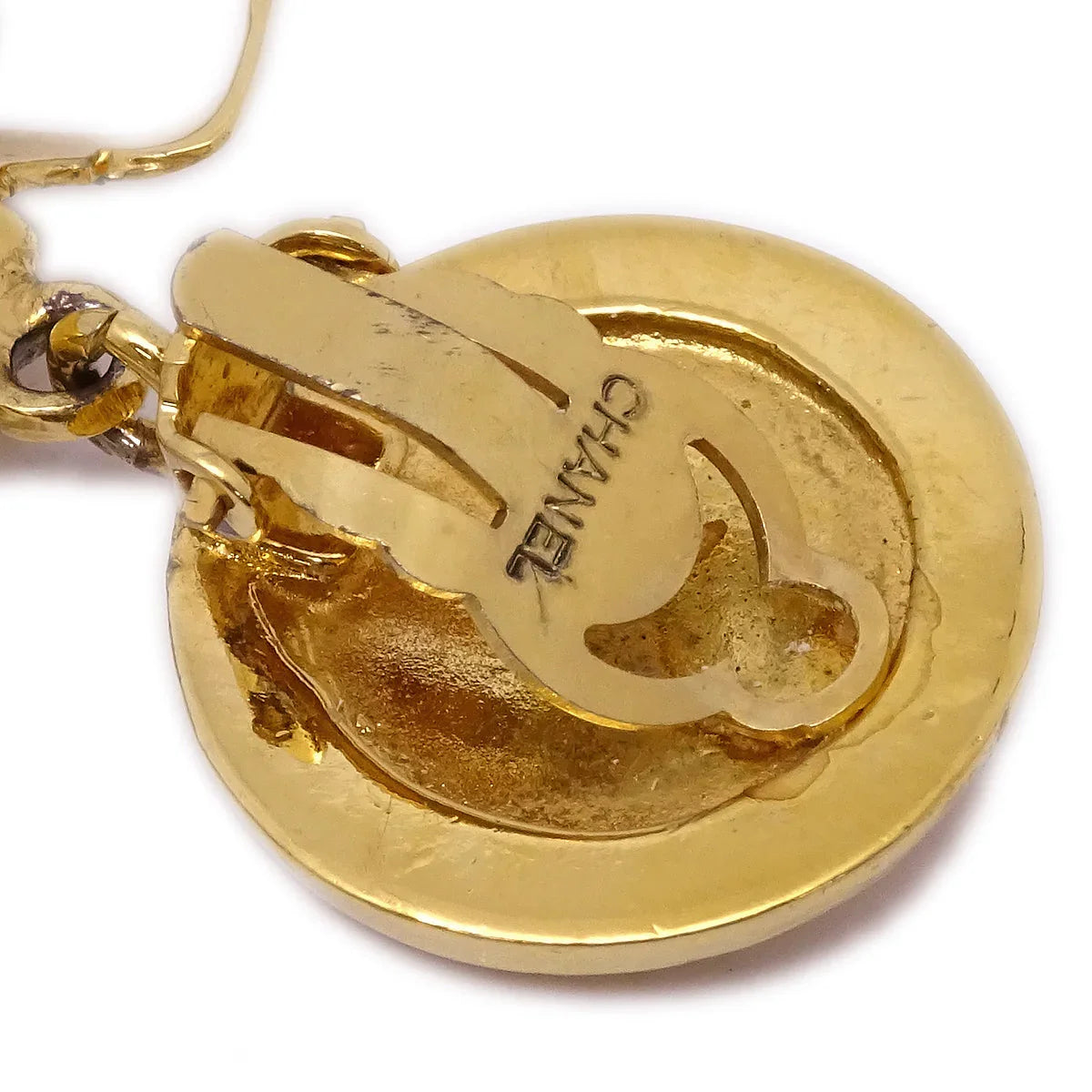 Chanel Mirror Earrings Clip-On Gold