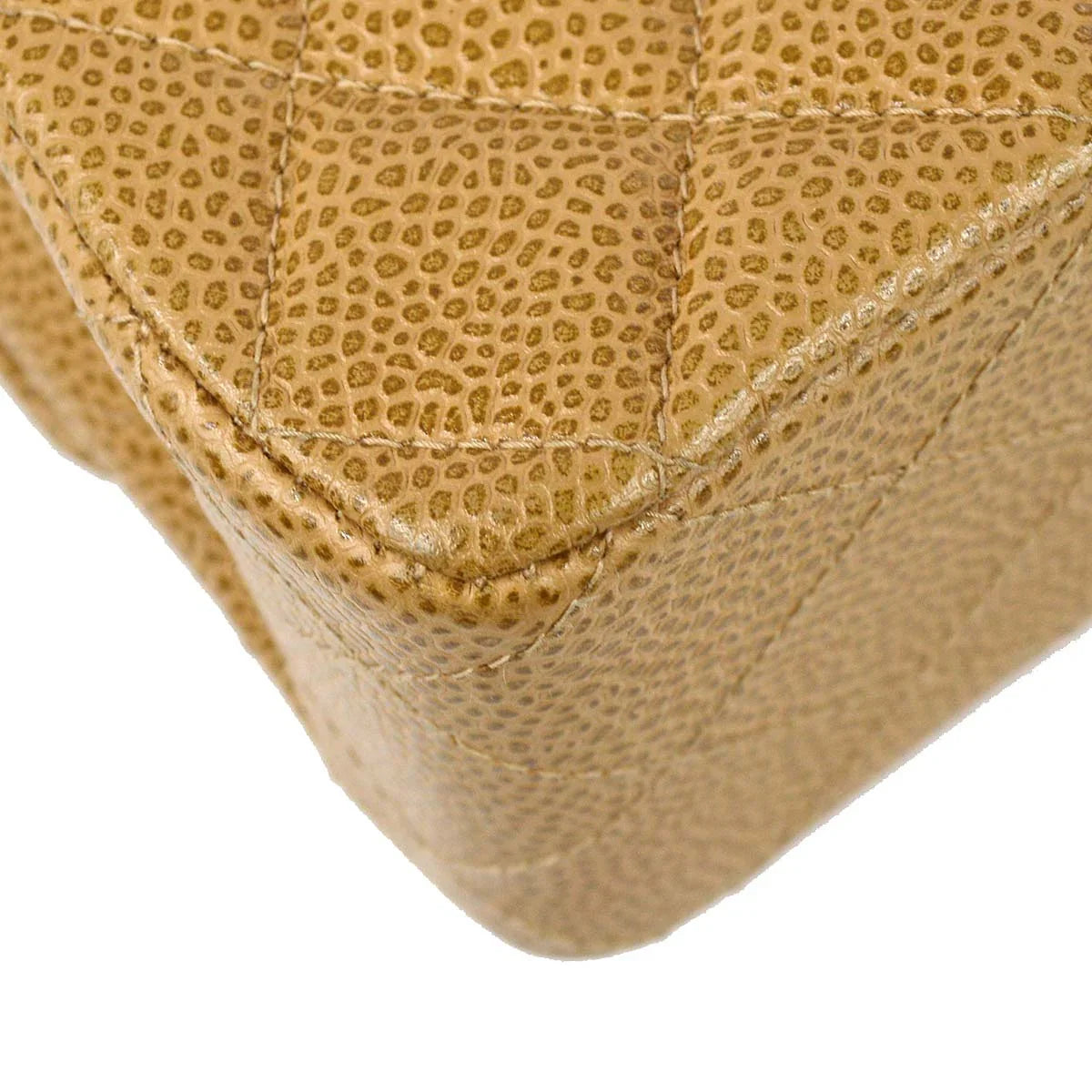 Chanel 2001-2003 Beige Caviar Medium Classic Double Flap Bag SHW