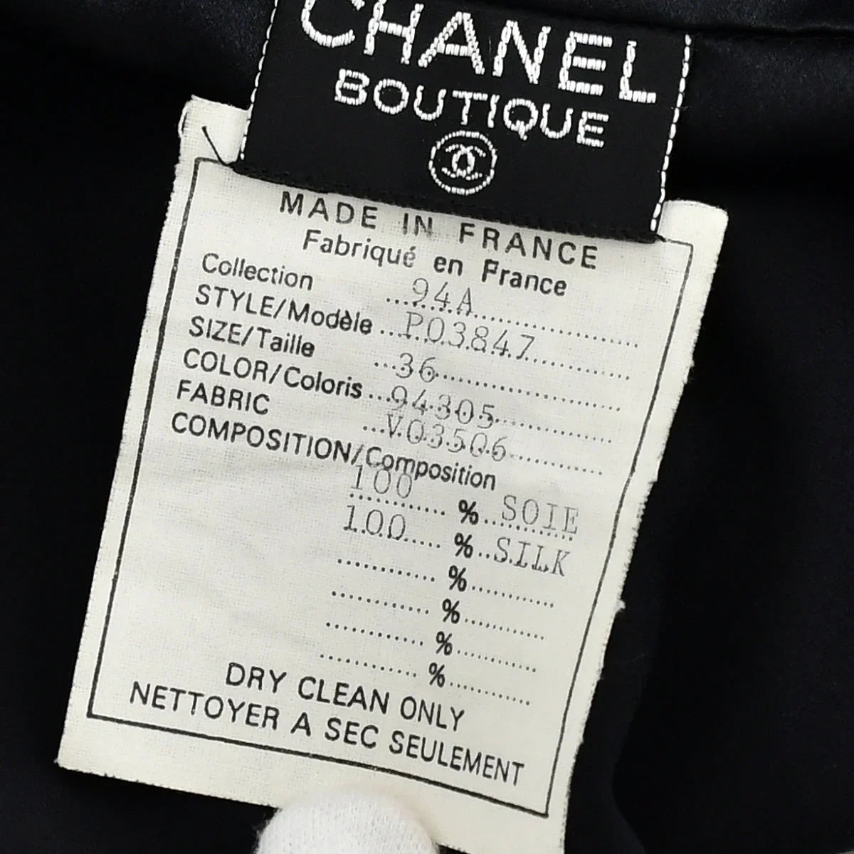 Chanel Ribbon Blouse Shirt Black 94A #36