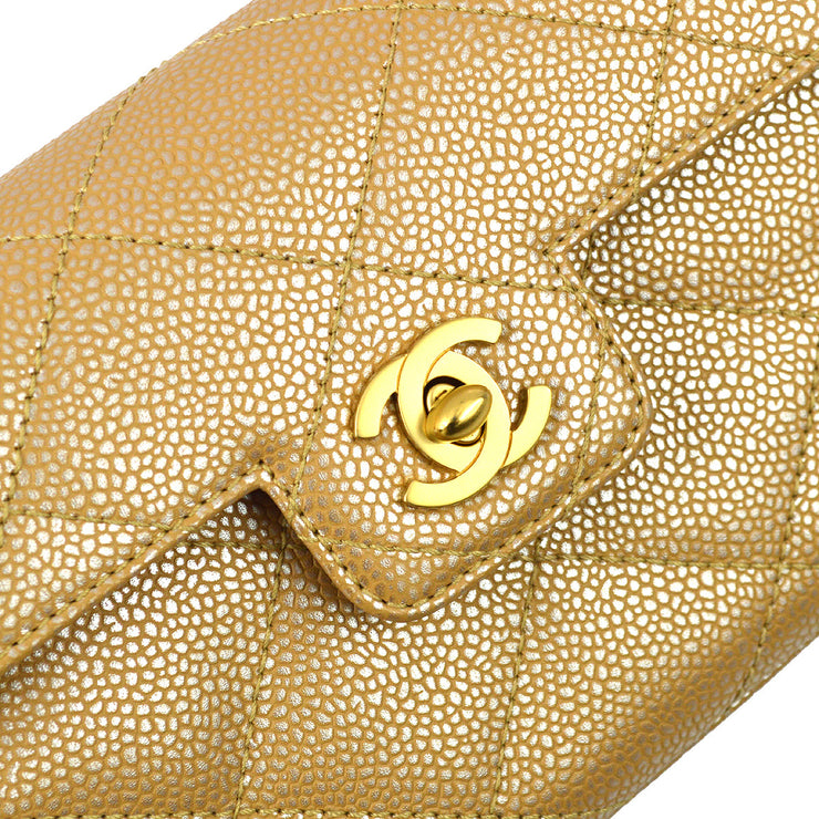 Chanel 2000-2001 Beige Caviar Chain Handbag