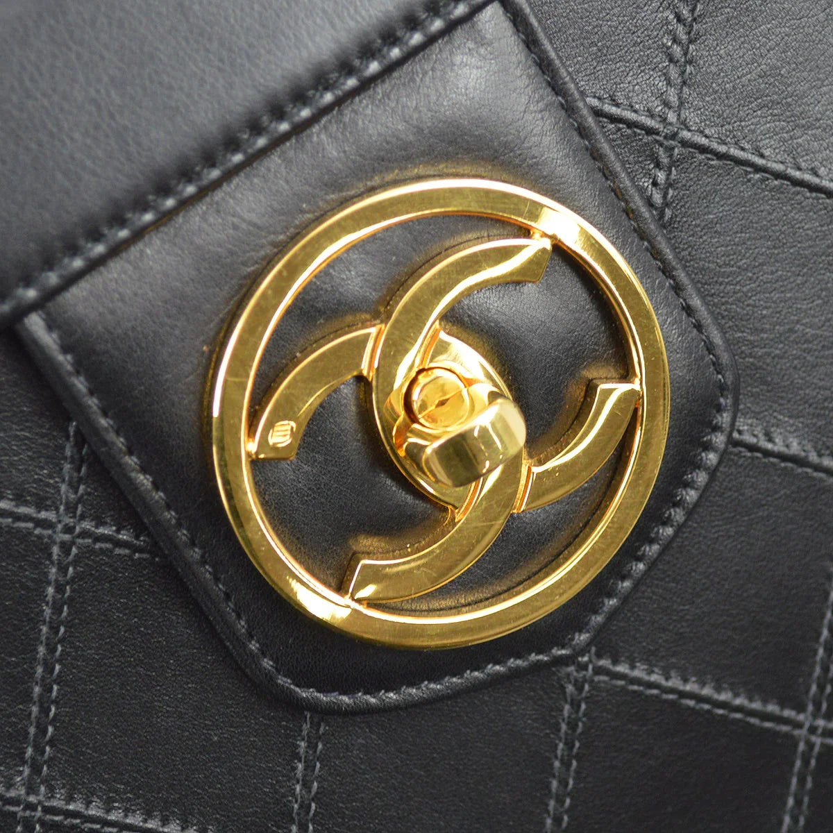 Chanel 1994-1996 Black Lambskin Bicolore Vanity 2way Handbag