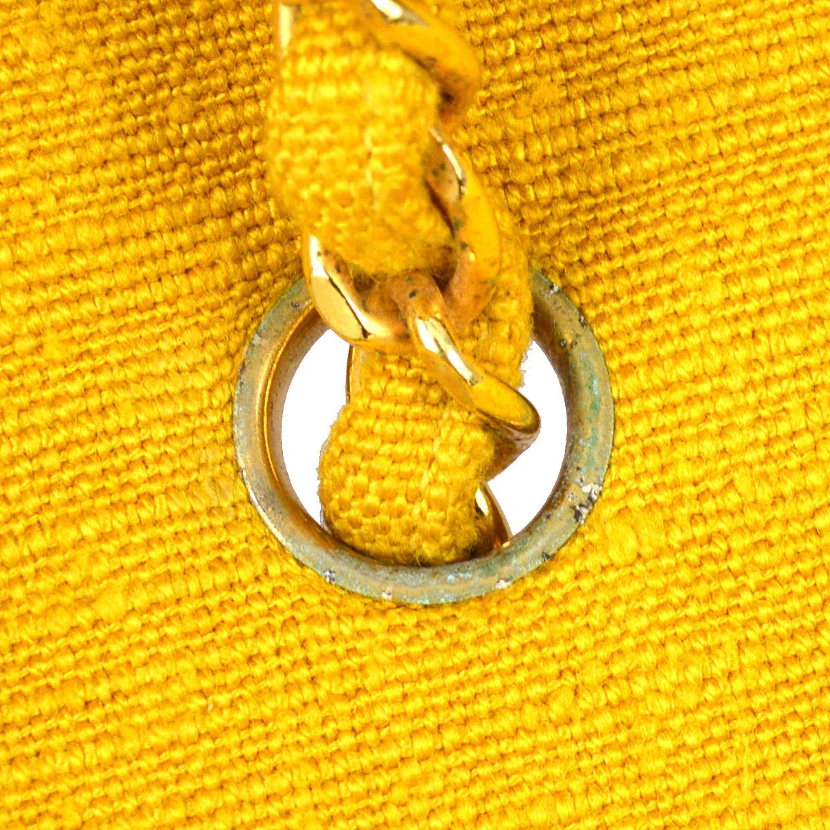 Chanel 1991-1994 Yellow Linen Small Diana Flap Bag