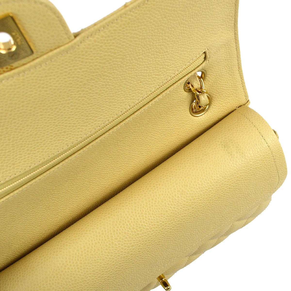 Chanel 2004-2005 Beige Caviar Medium Classic Double Flap Bag