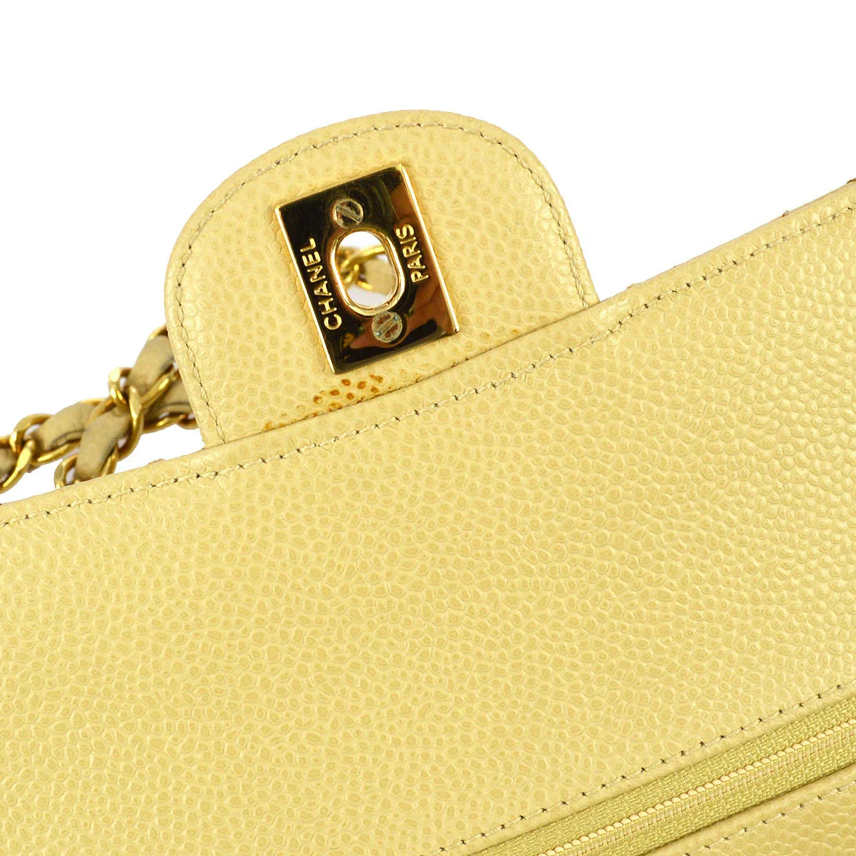 Chanel 2004-2005 Beige Caviar Medium Classic Double Flap Bag