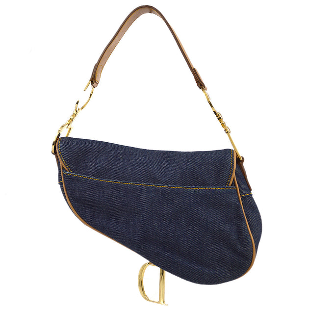 Christian dior denim deals saddle bag