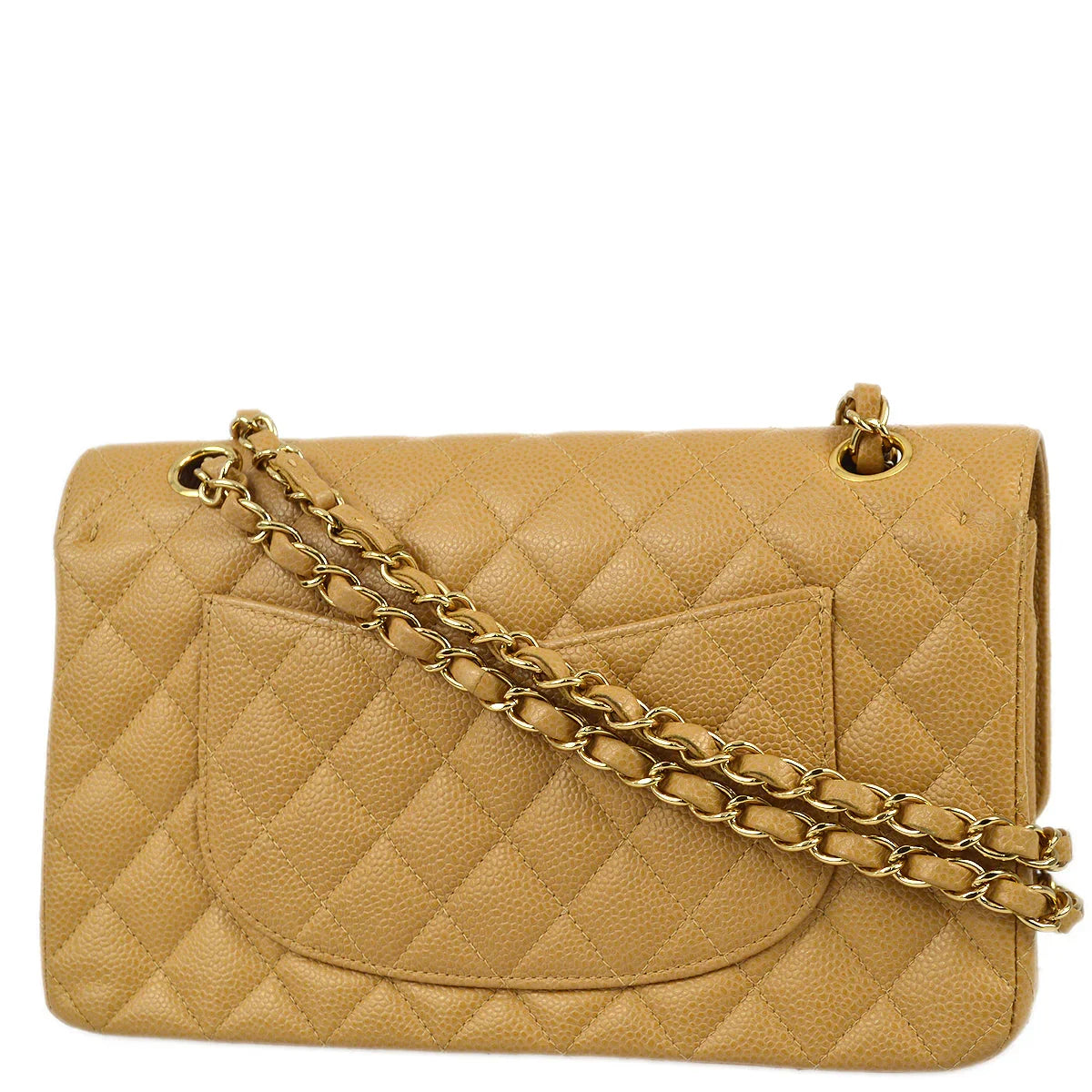 Chanel 2003-2004 Beige Caviar Medium Classic Double Flap Bag