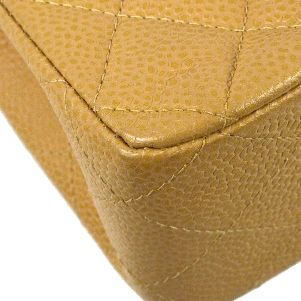 Chanel 2003-2004 Beige Caviar Medium Classic Double Flap Bag