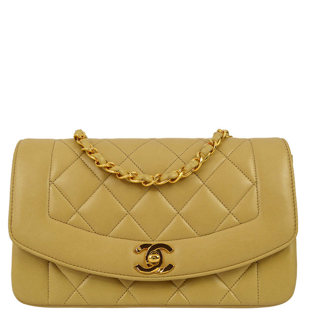 Chanel 1991 1994 Beige Lambskin Small Diana Flap Bag AMORE