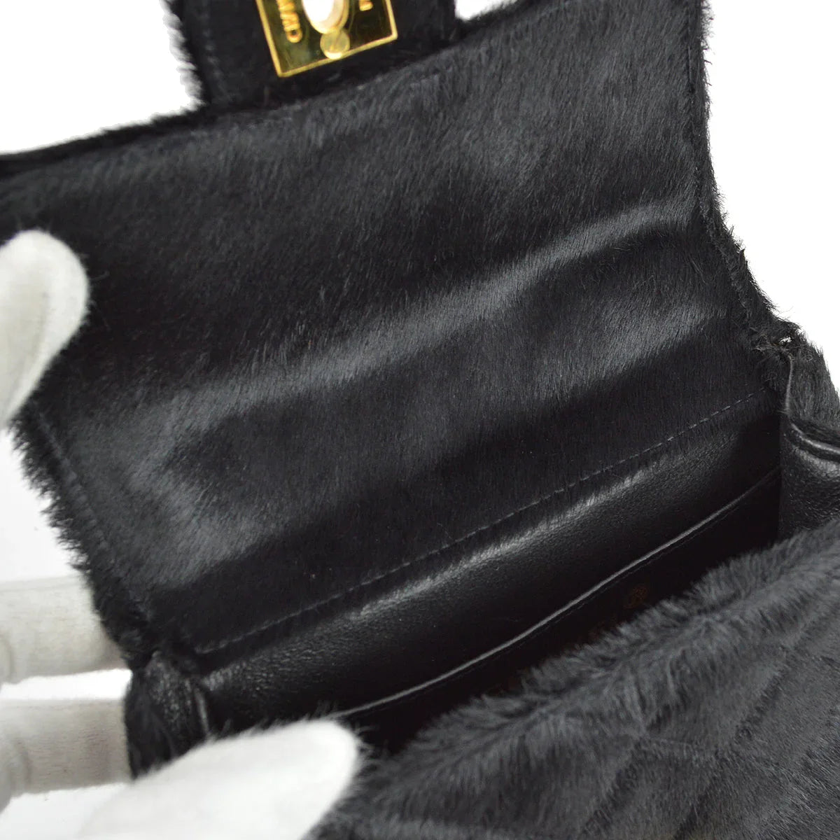 Chanel 1991-1994 * Black Pony Hair Classic Flap Micro Handbag