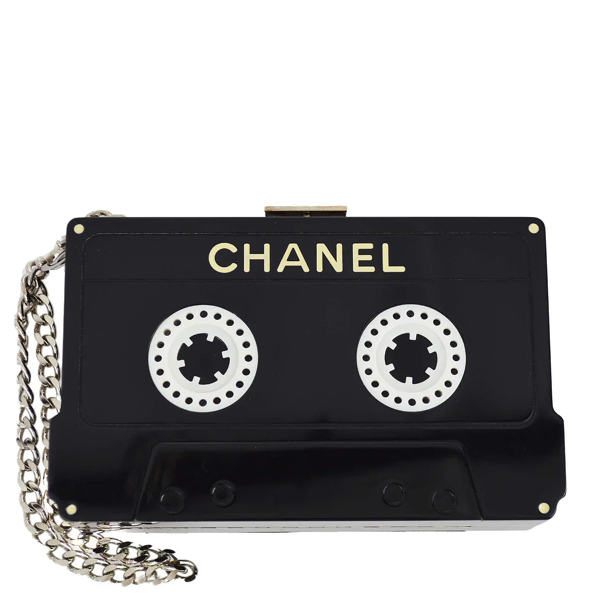 Chanel * 2004 Spring Black Acrylic Cassette Tape Clutch Bag