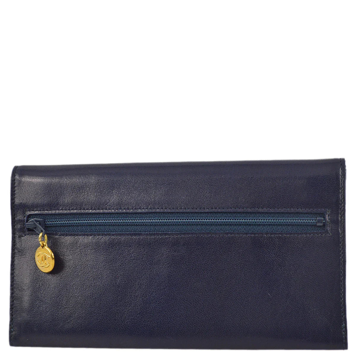 Chanel 1991-1994 Navy Lambskin Timeless Long Wallet