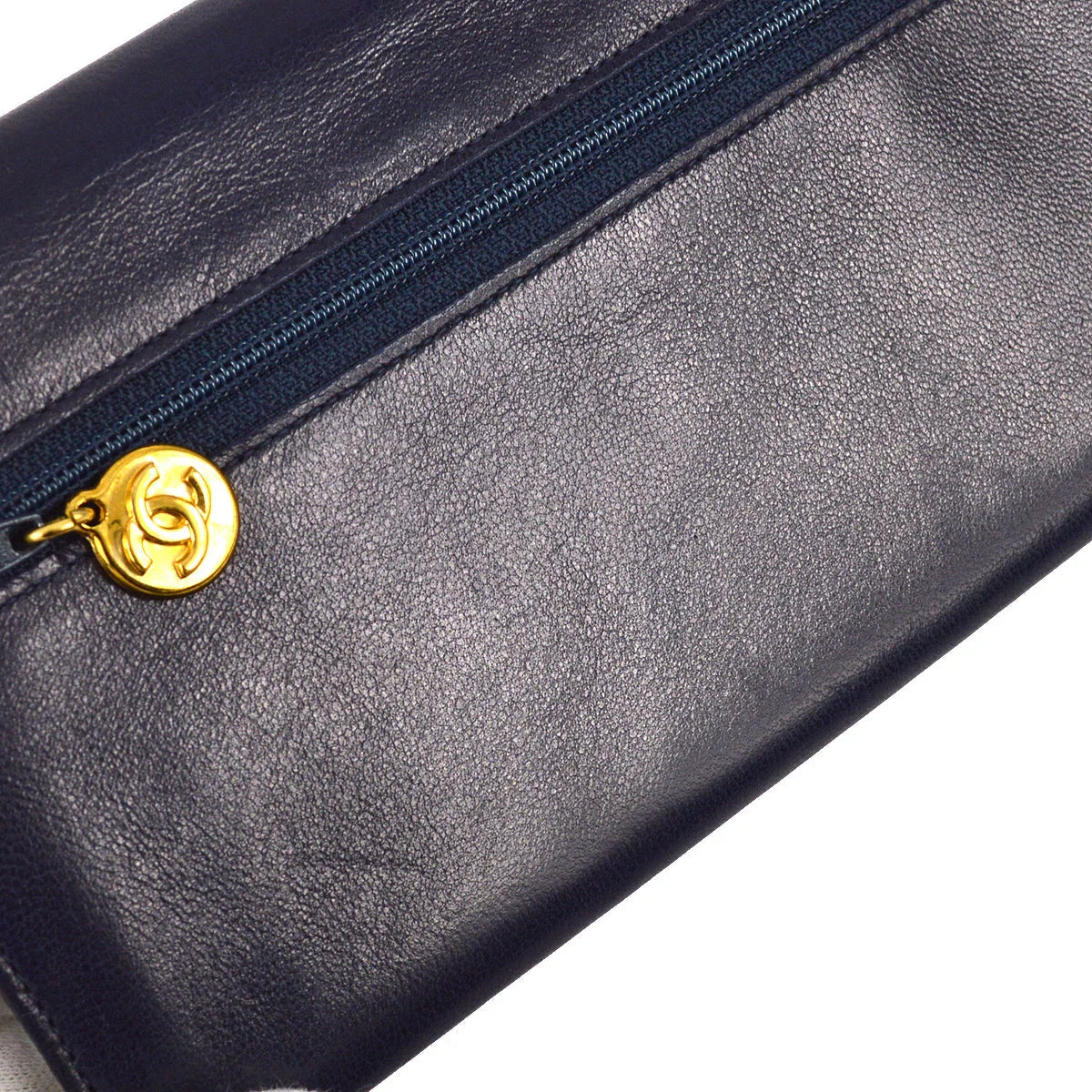 Chanel 1991-1994 Navy Lambskin Timeless Long Wallet