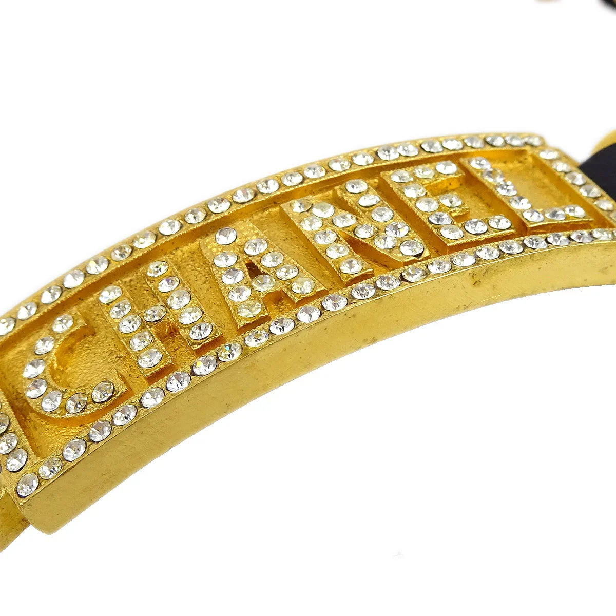 Chanel * 1995 Black & Gold Logo Plate Choker