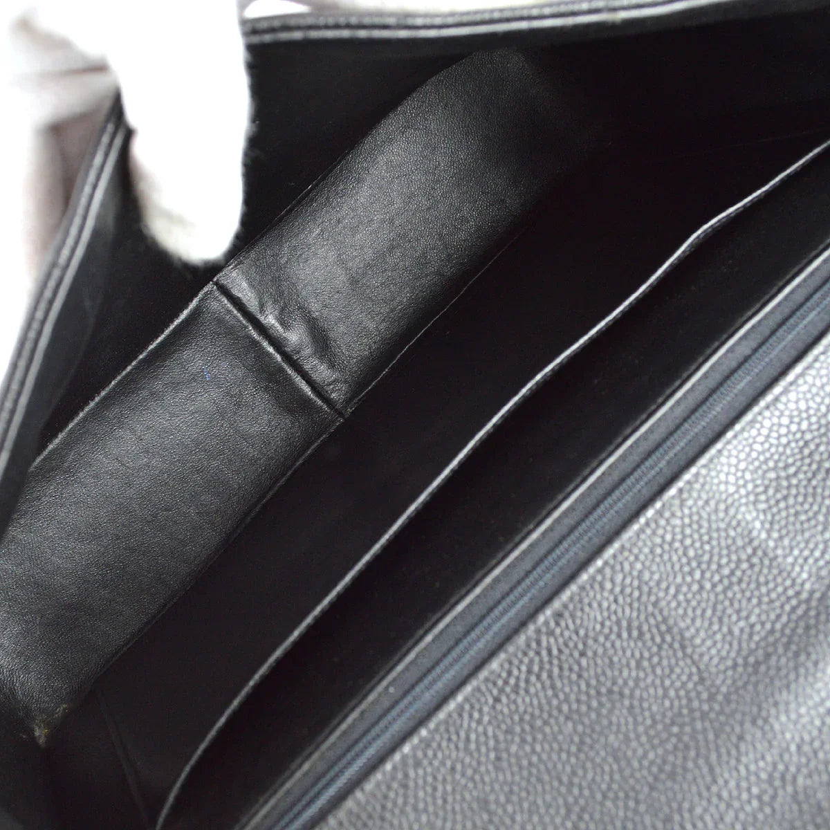 Chanel 1994-1996 Black Caviar Straight Flap Jumbo Shoulder Bag