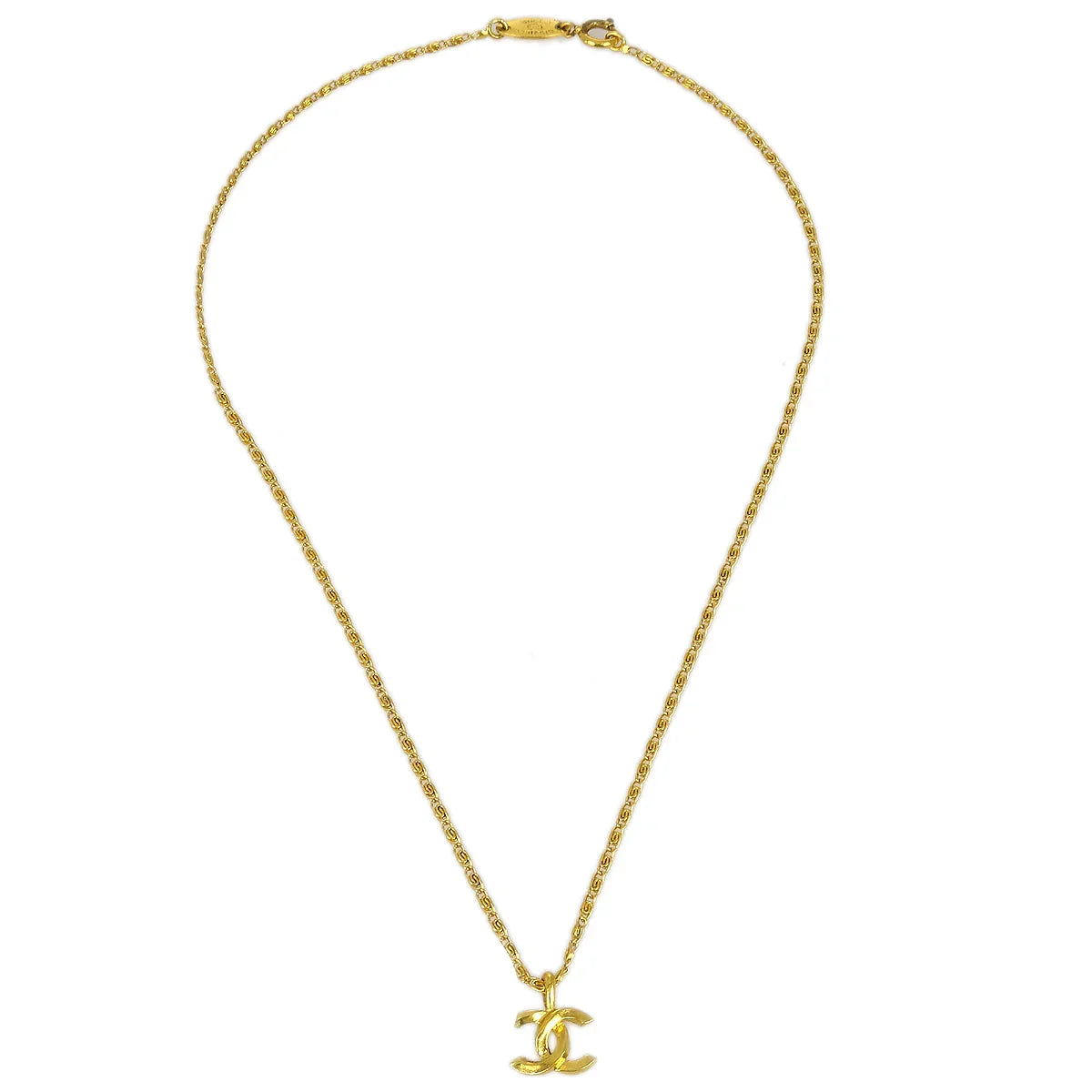 Chanel Mini CC Chain Pendant Necklace Gold 1982