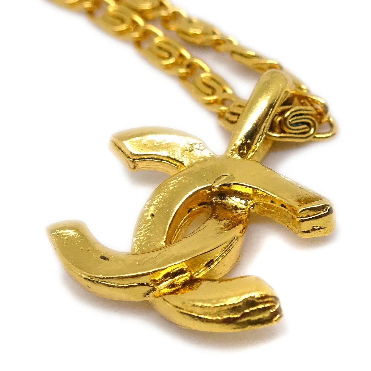 Chanel Mini CC Chain Pendant Necklace Gold 1982